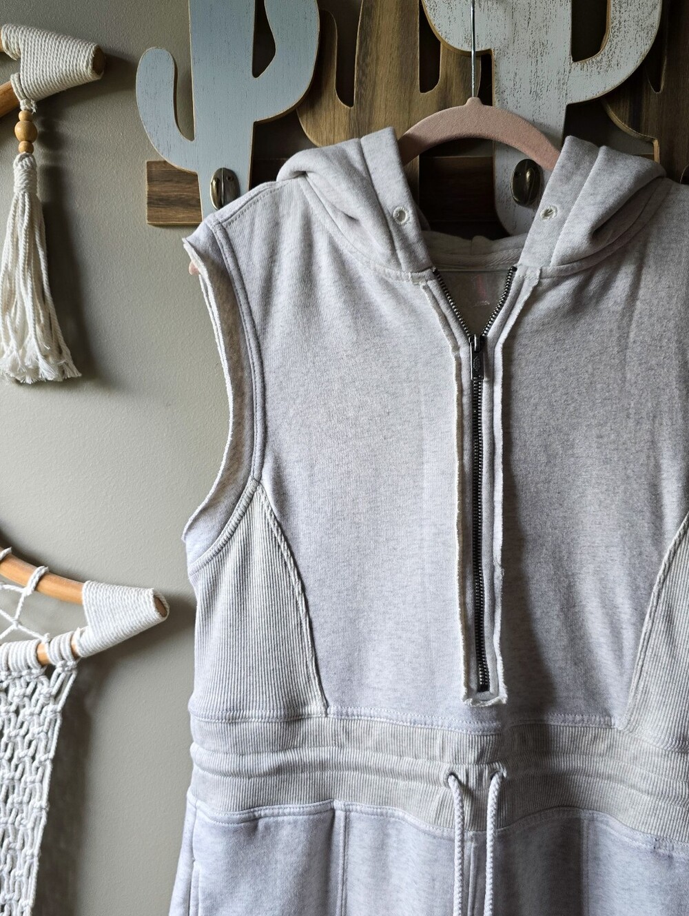 Free People Movement Making It Hooded Wide Leg Jumpsuit Heathered Grey - Picture 5 of 9